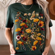 Pressed Flowers Boho Pastel Wildflowers T-Shirt