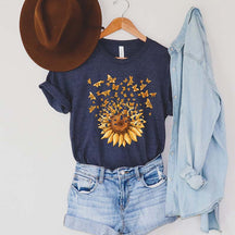 Sonnenblumen-Schmetterlings-T-Shirt