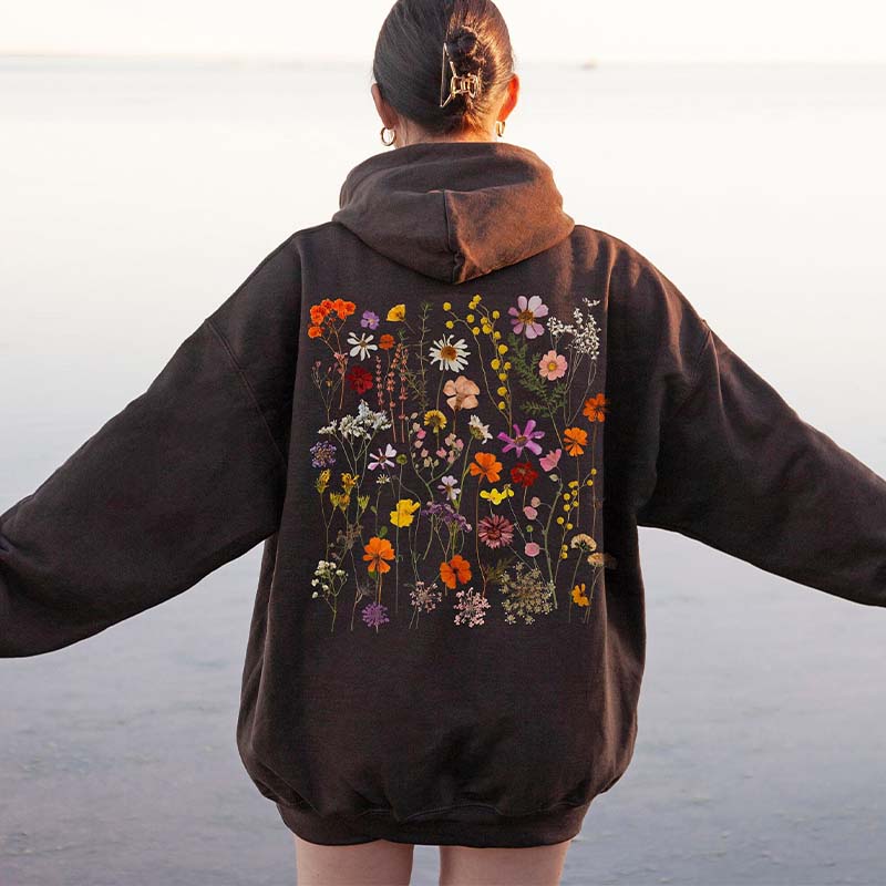 Cute Pressed Flowers Cottagecore Hoodie