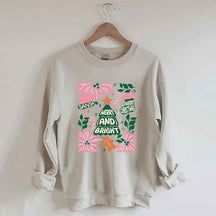 Merry And Bright Christmas Tree Flower Sweatshirt