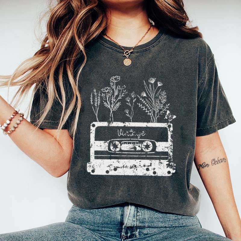 Retro Tape Wildflower Cottagecore Floral T-Shirt