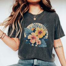 Tropical Floral Sunset Retro T-Shirt