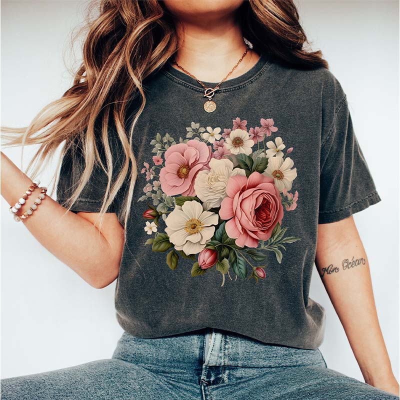 Boho Peony Flower T-Shirt