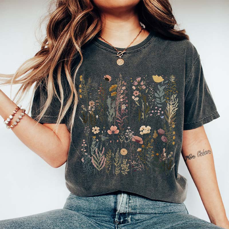 Boho Wildflowers Pastel Floral Nature T-Shirt