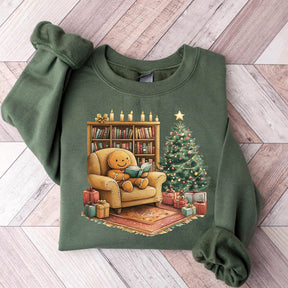 Retro Gingerbread Reading Books Sweatshirt