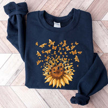 Retro Sunflower And Butterfly Sweatshirt