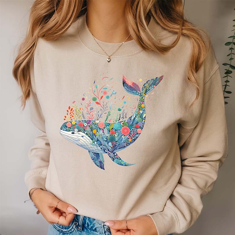 Floral Whimsical Whale Sweatshirt