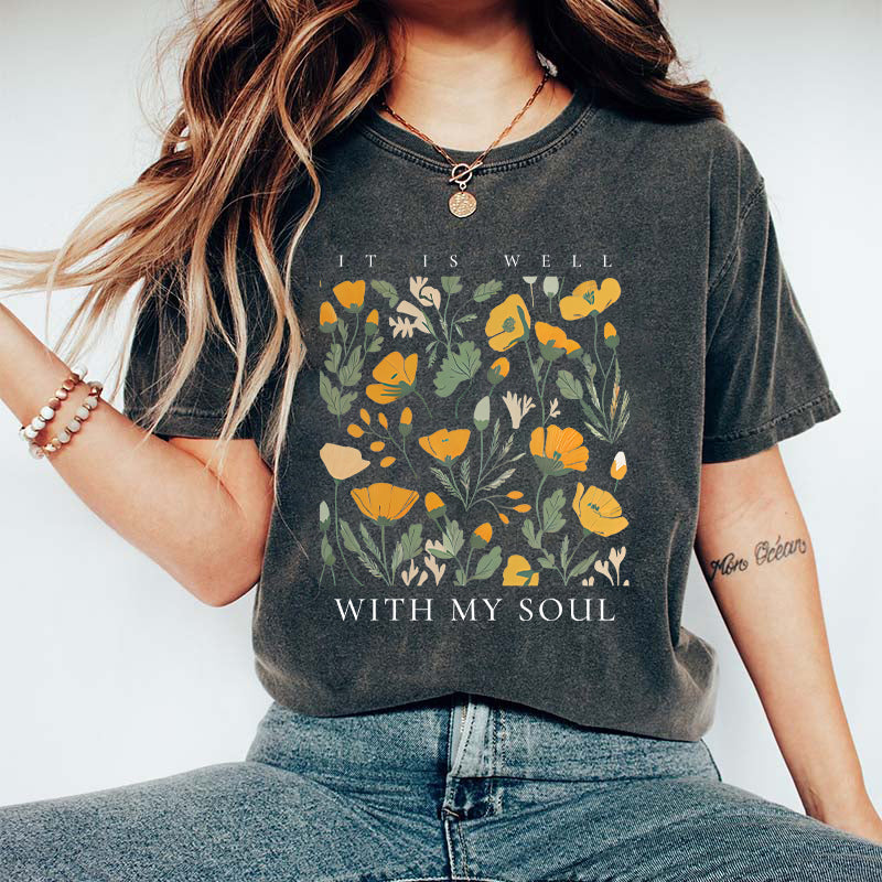 It Is Well With My Soul Yellow Flower T-Shirt