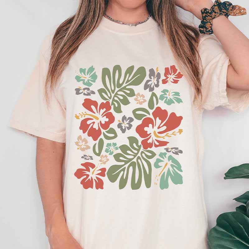 Hibiscus Hawaiian Flower Graphic T-Shirt