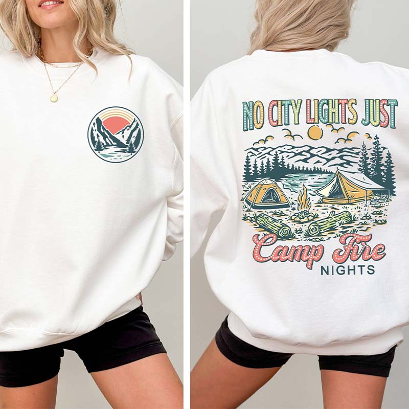 No City Lights Just Camp Fire Nights School Sweatshirt