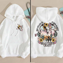 Floral And Slogan Graphic Hoodie