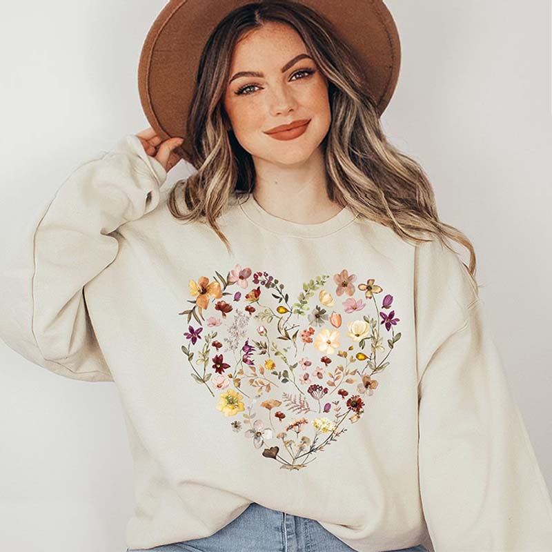 Pressed Flowers Garden Lover Heart Sweatshirt