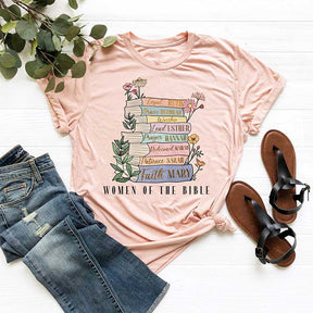 Women of The Bible Floral Religious Book T-Shirt