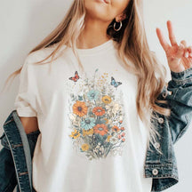 Daisy Butterfly Botanical Wildflowers T-Shirt