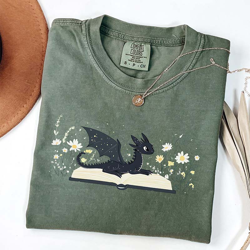 Dragon Book Fantasy Bookworm T-Shirt