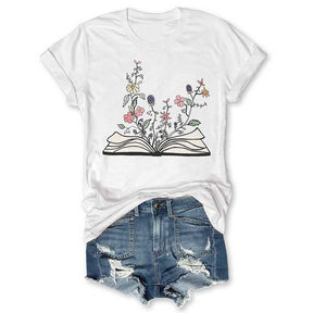 Flowers Growing From Book T-shirt