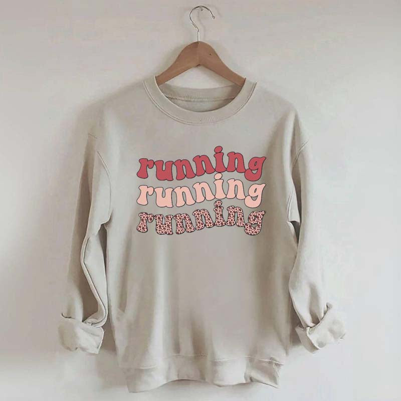 Pink Running Leopard Print Sweatshirt