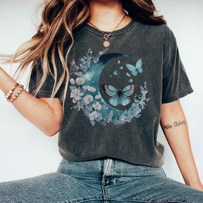 Celestial Flower Butterfly Moon T-Shirt