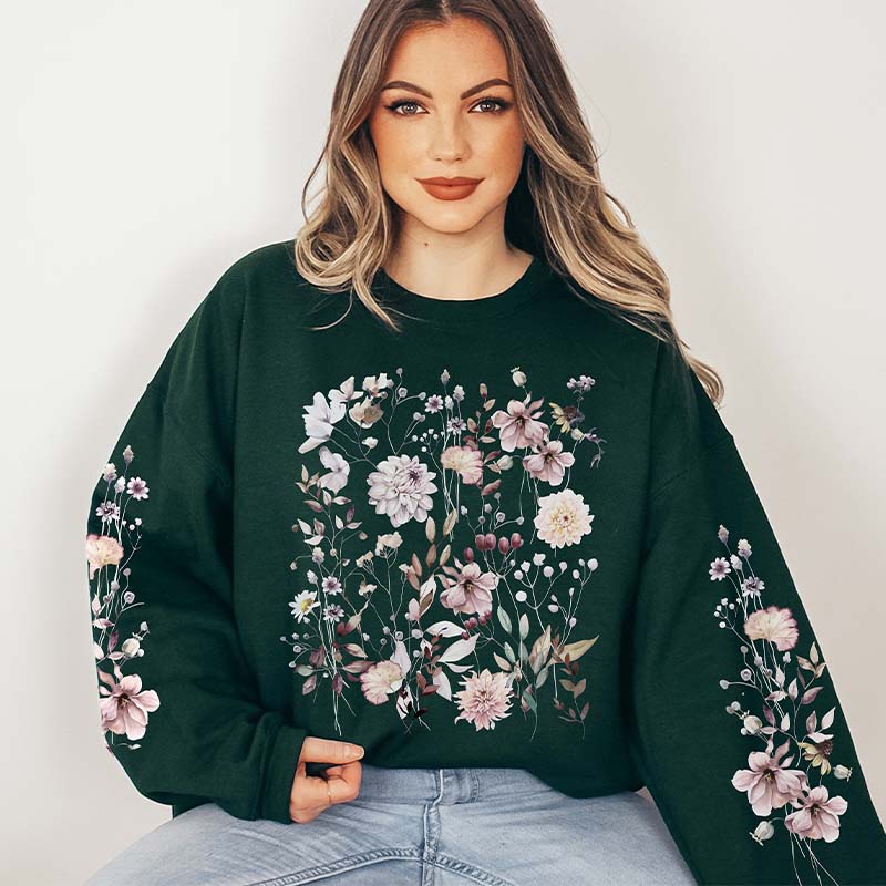 Cottagecore Pressed Flower Lover Wildflower Sweatshirt