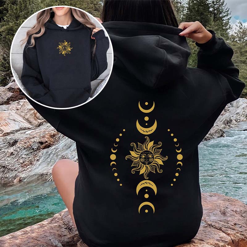 Celestial Sun and Moon Phases Hoodie