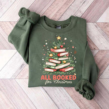 All Booked For Christmas Book Tree Sweatshirt