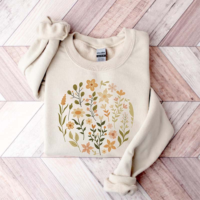 Boho Cottagecore Wildflowers Ring Sweatshirt