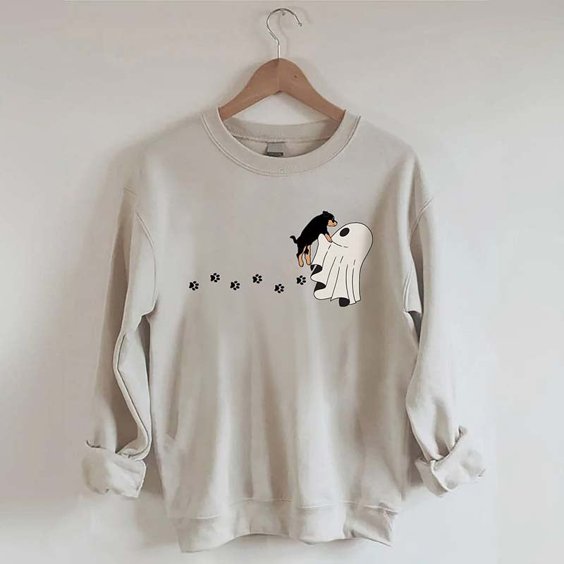 Cute Ghost Dog Halloween Black Sweatshirt