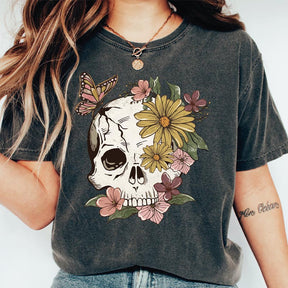 Bloom Skull Boho Flower T-Shirt