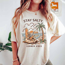 Stay Salty Skeleton  Funny Beach T-Shirt