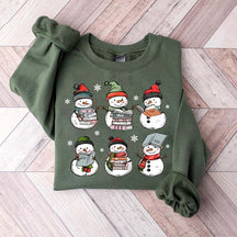 Bookish Christmas Snowman Reading Books Sweatshirt