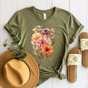 Pastel Floral Nature Watercolor T-Shirt