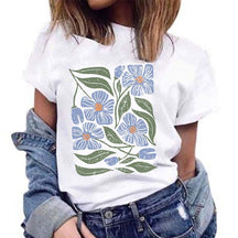 Flowers in Blue Botanical Wildflower T-Shirt