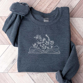 Minimalist Wildflower Book Sweatshirt