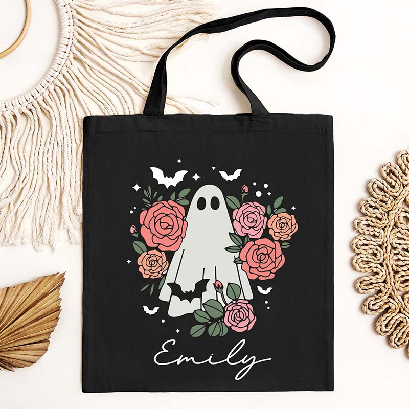 Pink Retro Flower Ghost Halloween Bag