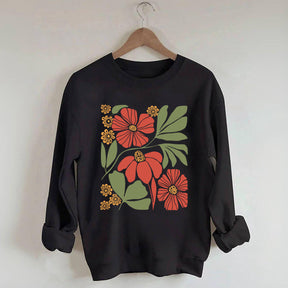 Botanical Neutral Red Minimalist Floral Sweatshirt