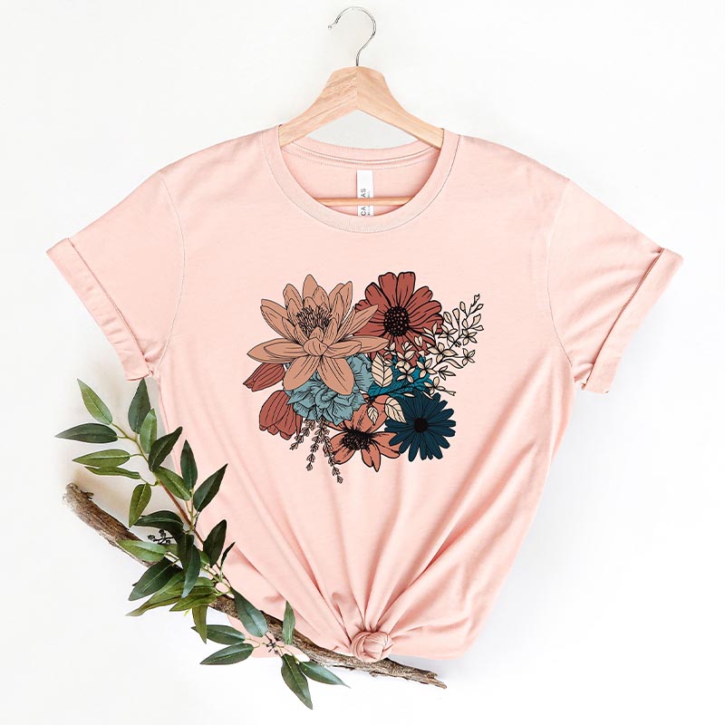 Colorful Flower Bouquet Plant Graphic T-Shirt