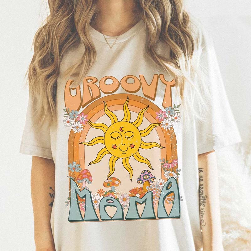 Groovy Mama 70's Flower Butterfly T-Shirt