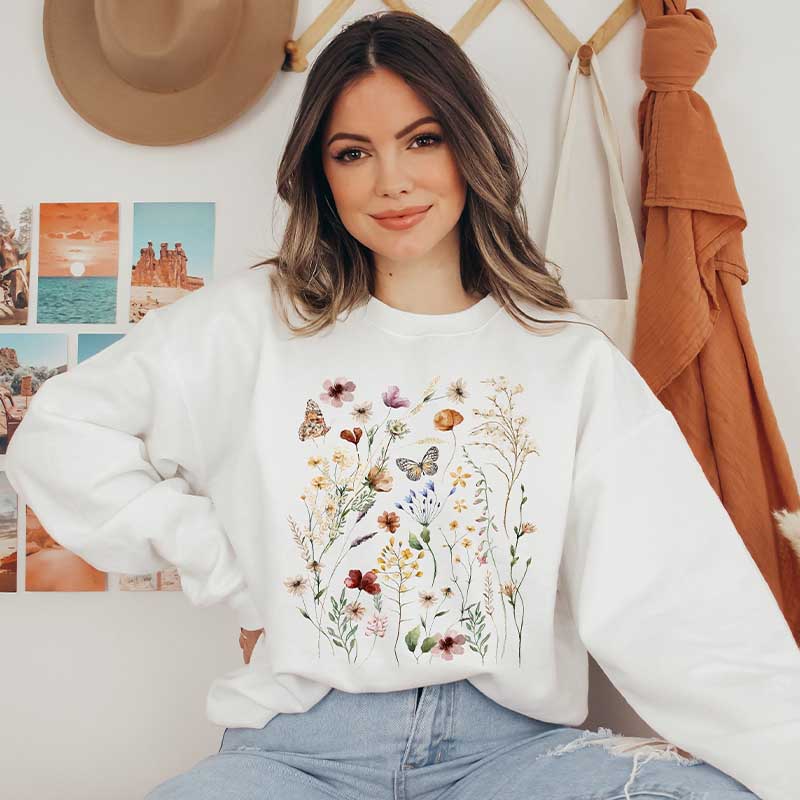 Vintage Pressed Flowers Sweatshirt