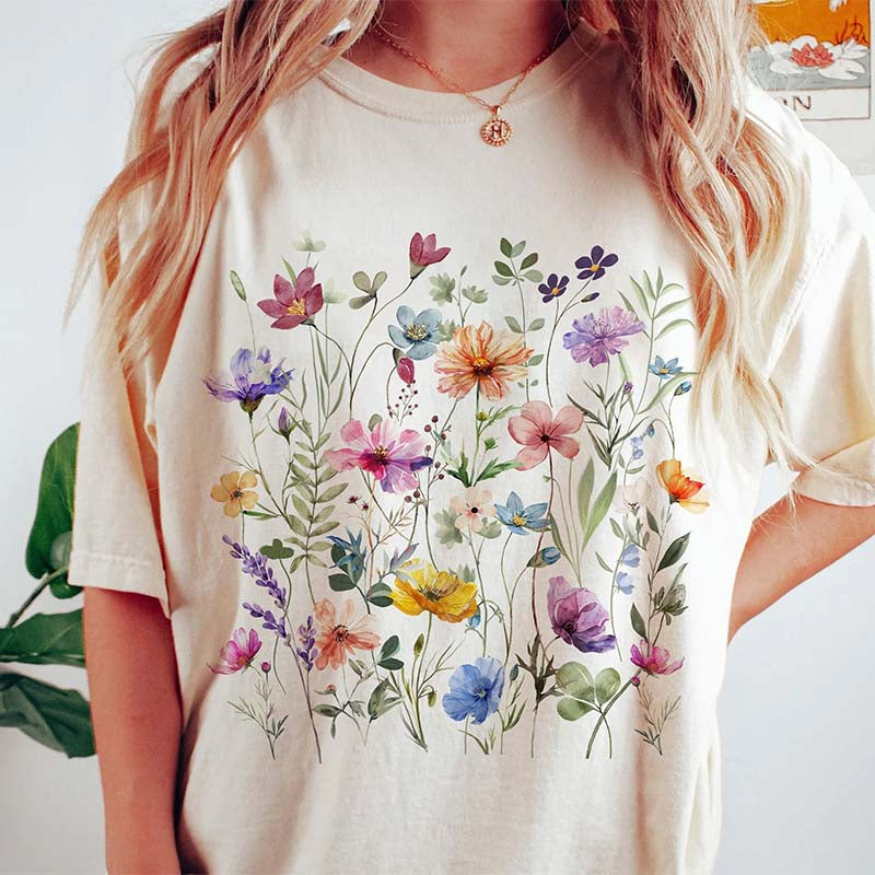 Purple Botanical Floral Wildflowers T-Shirt