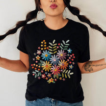 Boho style Flowers Bouquet Printed T-Shirt