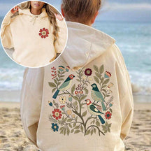 Casual Bird Flower Boho Hoodie