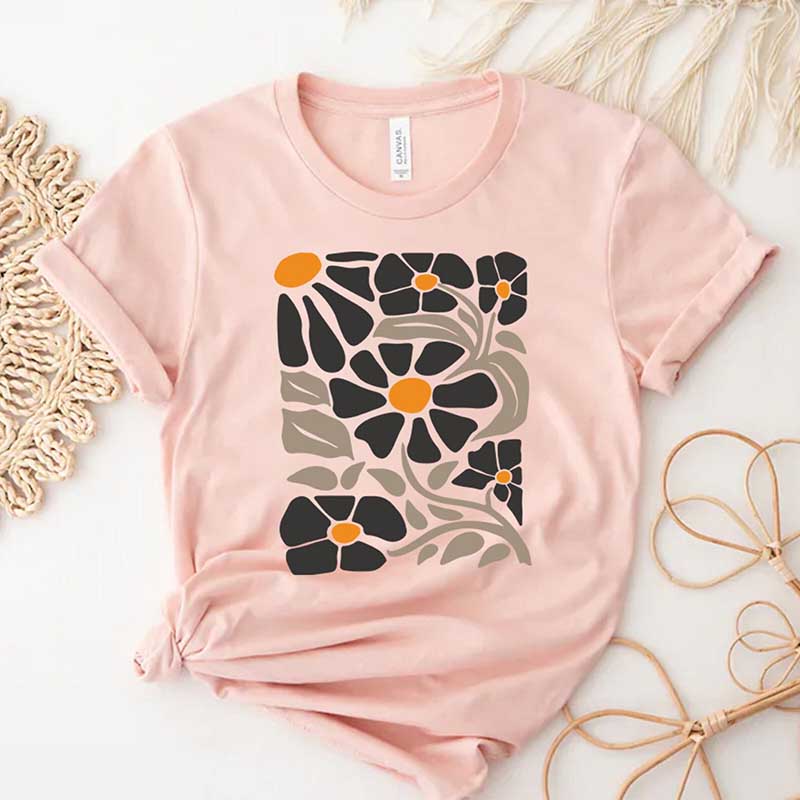 Cottagecore Boho Minimalist Flowers T-Shirt