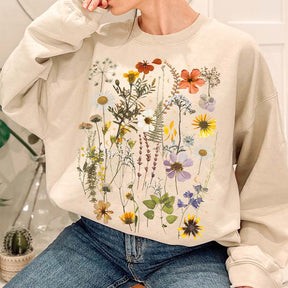 Autumn Botanical Pressed Flowers Sweatshirt