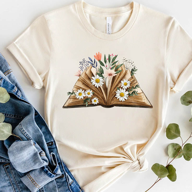 Reading Book Librarian Flower T-Shirt