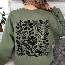 Pressed Black Flower Botanical Sweatshirt