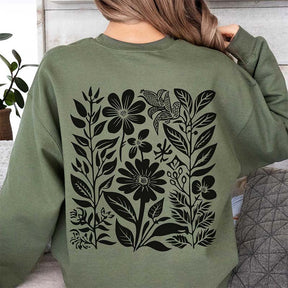 Pressed Black Flower Botanical Sweatshirt