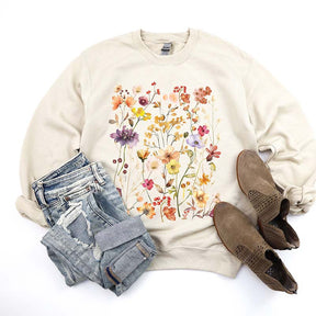 Vintage Pressed Flowers Nature Plant Sweatshirt