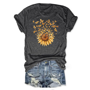 Sonnenblumen-Schmetterlings-T-Shirt