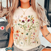 Boho Wildflowers Pastel Floral Nature T-Shirt