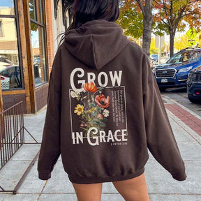 Grow In Grace Floral Spiritual Hoodie